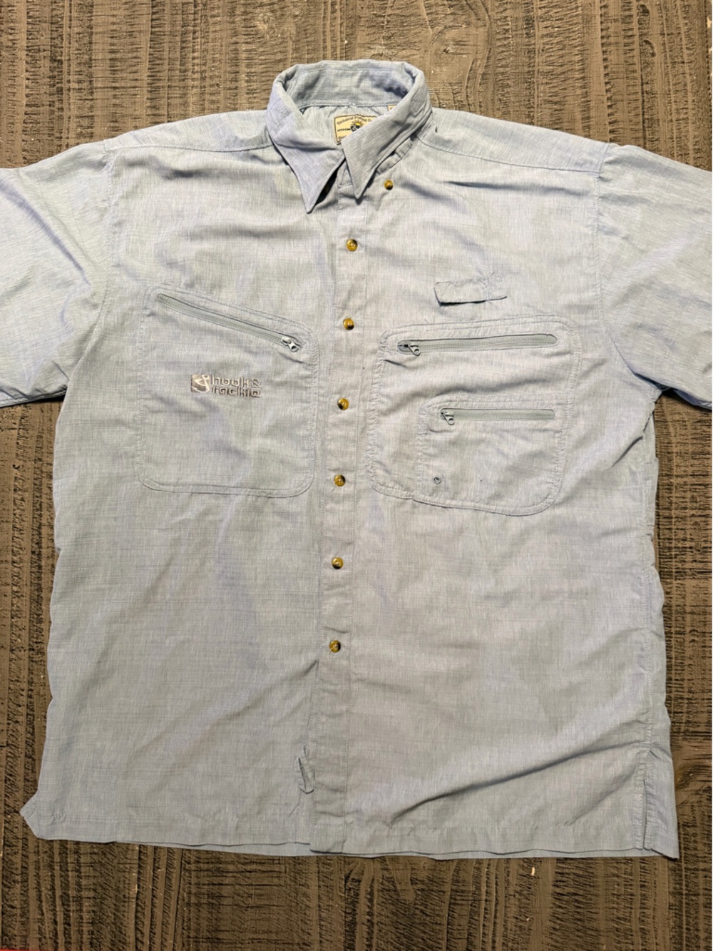 Hook & Tackle Light Blue Short-Sleeve Casual Button-Down Shirt